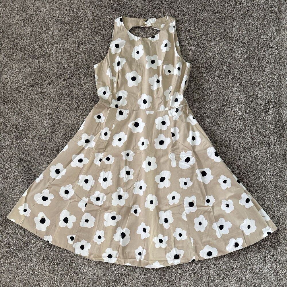 KATE SPADE FAYE Floral Bow Back Fit & Flare Dress Pockets Women’s Size 10 NWOT